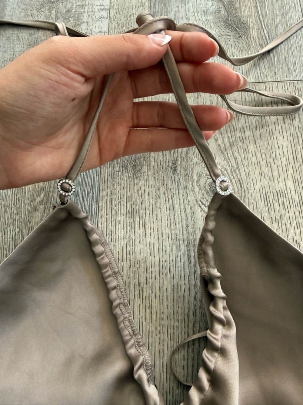 Garage Raya Ruched Satin Halter Crop Top - Picture 4 of 6